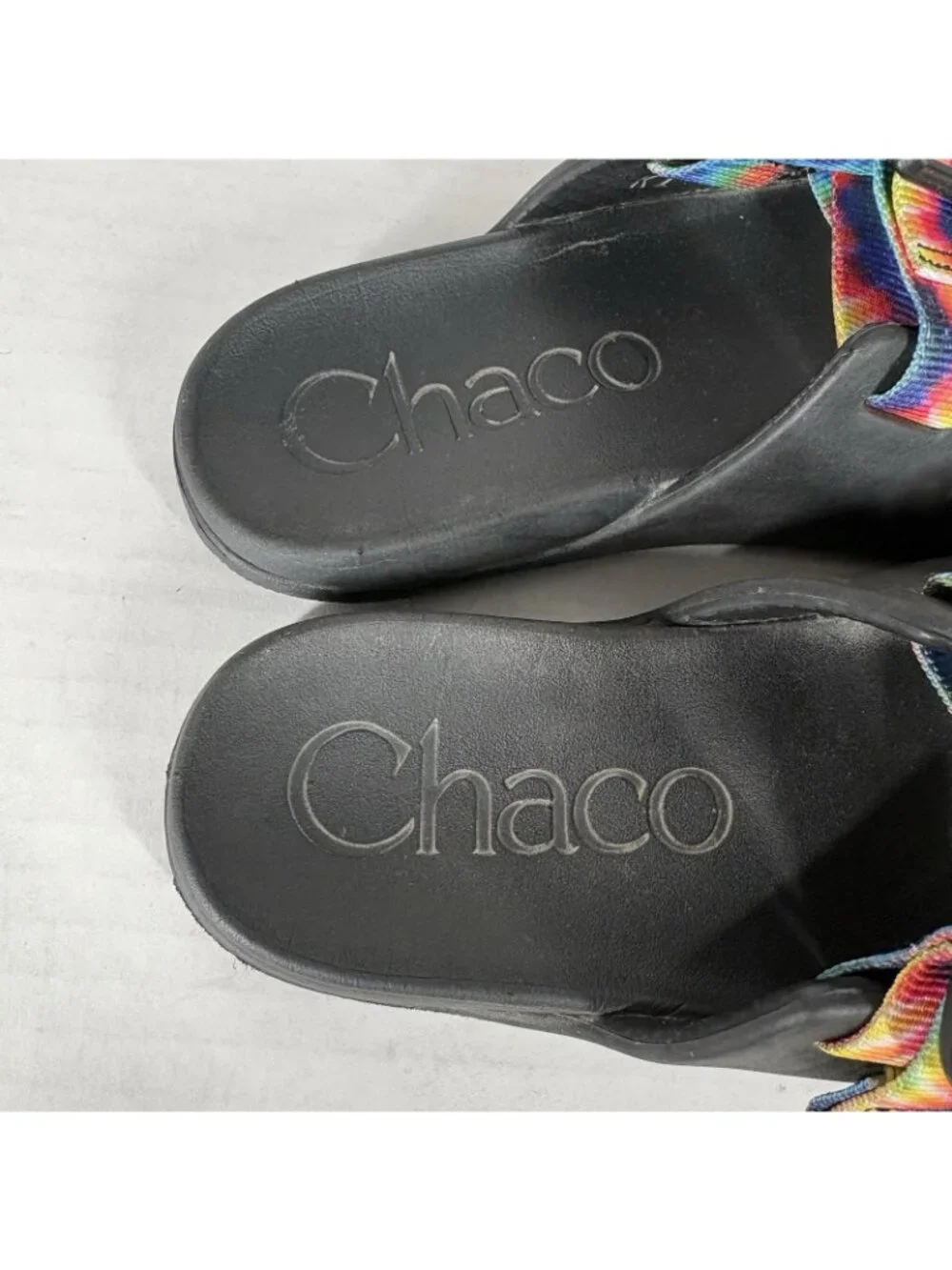 Chaco Youth Kid Size 1 Rainbow Dark Tie Dye Chillos Slip On Sport Slide Sandals